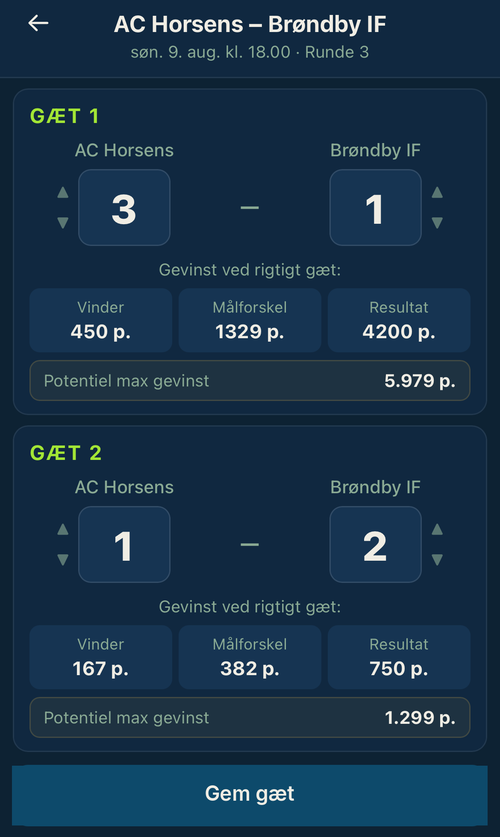 Gæt-siden i Tipscorer
